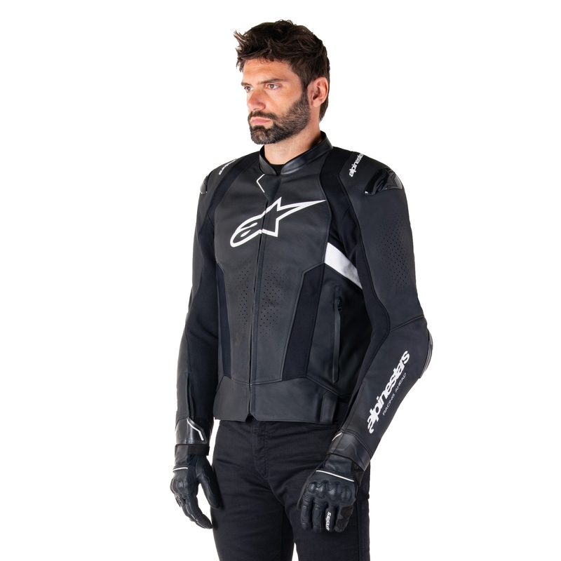 Alpinestars Missile 3 ασπρόμαυρο δερμάτινο μπουφάν μοτοσικλέτας