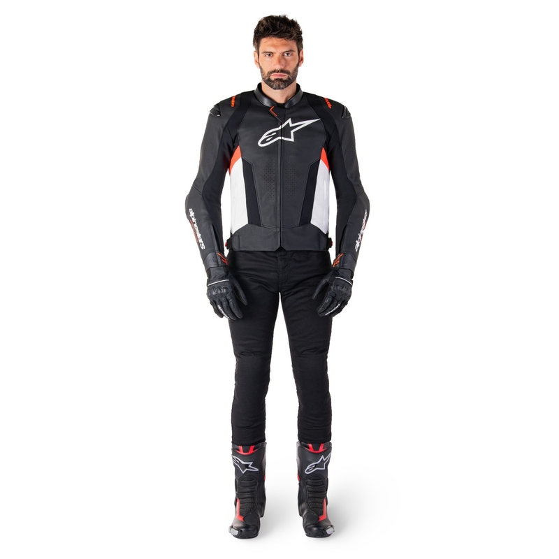 Alpinestars Missile 3 Μαύρο-Άσπρο-Κόκκινο δερμάτινο μπουφάν μοτοσικλέτας
