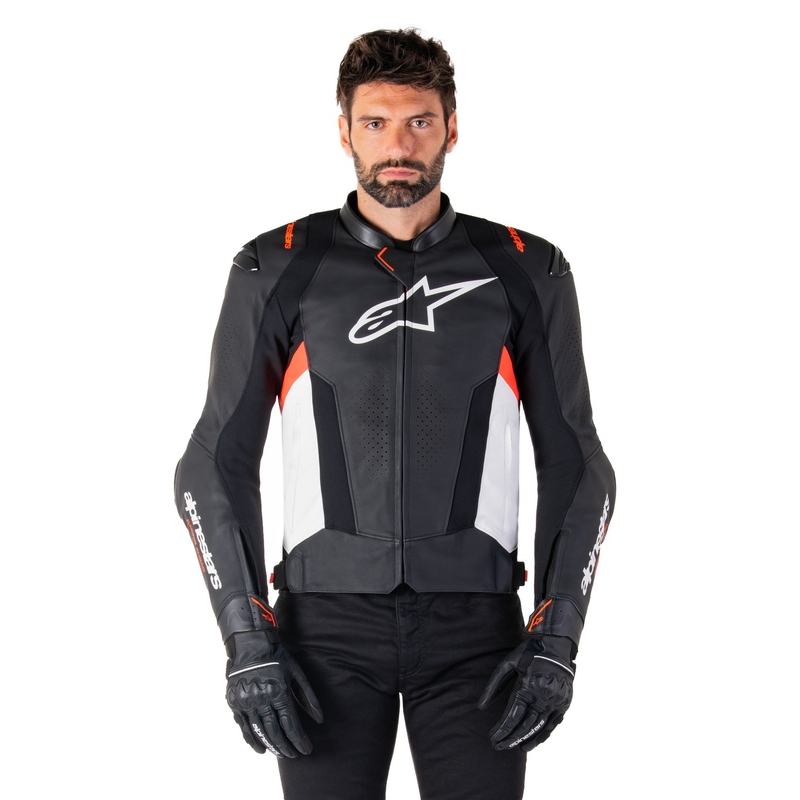 Alpinestars Missile 3 Μαύρο-Άσπρο-Κόκκινο δερμάτινο μπουφάν μοτοσικλέτας
