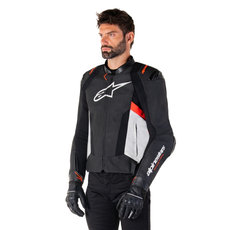 Alpinestars Missile 3 Μαύρο-Άσπρο-Κόκκινο δερμάτινο μπουφάν μοτοσικλέτας