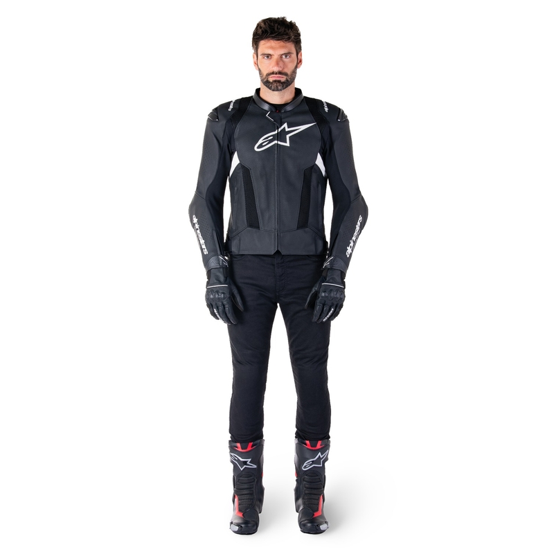 Alpinestars Missile 3 Airflow Μαύρο και λευκό δερμάτινο μπουφάν μοτοσικλέτας