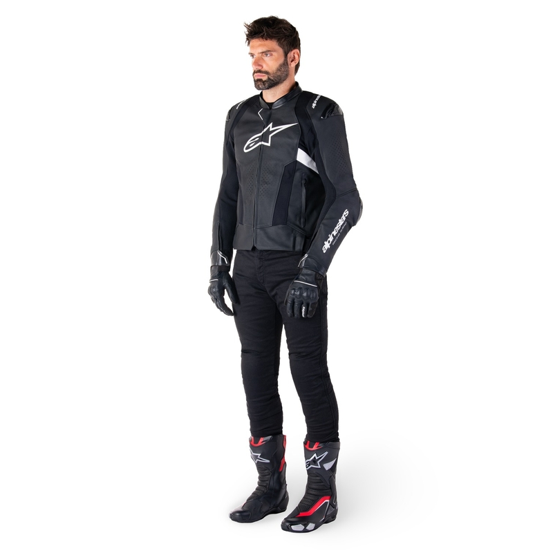 Alpinestars Missile 3 Airflow Μαύρο και λευκό δερμάτινο μπουφάν μοτοσικλέτας