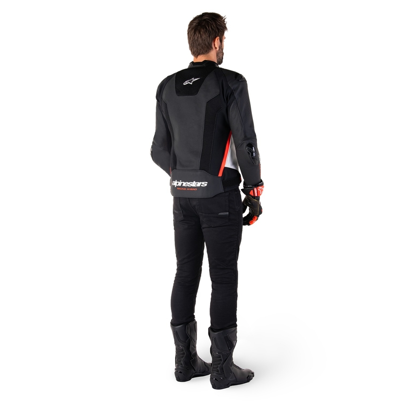 Alpinestars Missile 3 Airflow Black-White-Fluo Red Δερμάτινο μπουφάν μοτοσικλέτας