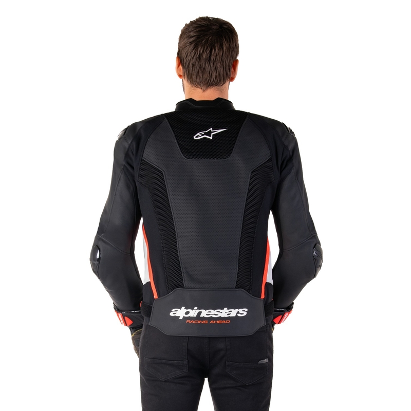 Alpinestars Missile 3 Airflow Black-White-Fluo Red Δερμάτινο μπουφάν μοτοσικλέτας