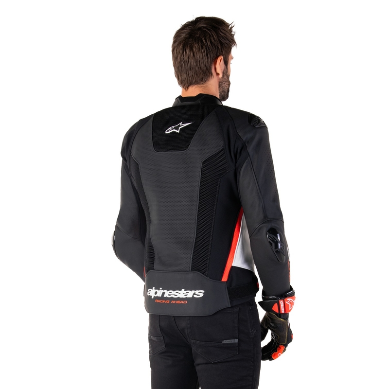 Alpinestars Missile 3 Airflow Black-White-Fluo Red Δερμάτινο μπουφάν μοτοσικλέτας