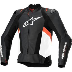 Alpinestars Missile 3 Airflow Black-White-Fluo Red Δερμάτινο μπουφάν μοτοσικλέτας