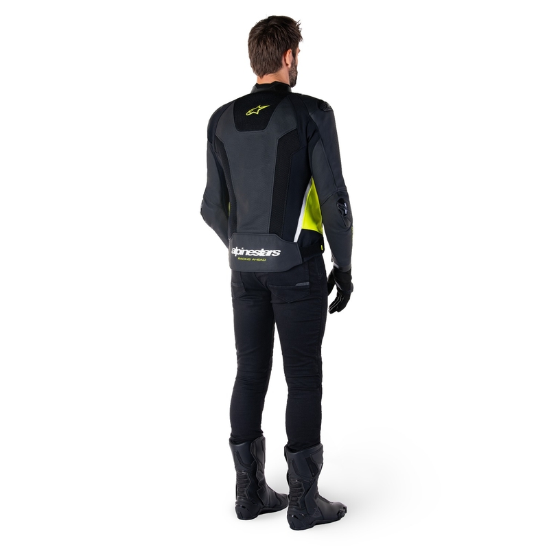 Alpinestars Missile 3 Airflow Black-Fluo Yellow-White Δερμάτινο μπουφάν μοτοσικλέτας
