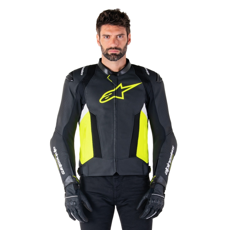 Alpinestars Missile 3 Airflow Black-Fluo Yellow-White Δερμάτινο μπουφάν μοτοσικλέτας