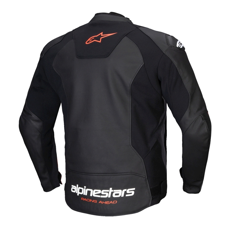Alpinestars Faster 3 μαύρο-φλούο κόκκινο δερμάτινο μπουφάν μοτοσικλέτας