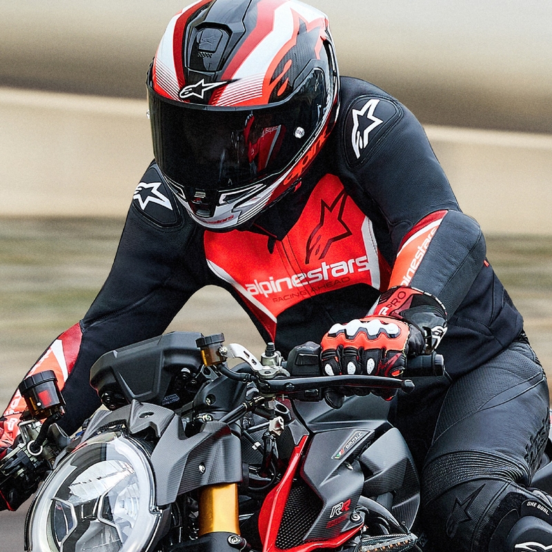 Alpinestars Faster 3 μαύρο-φλούο κόκκινο δερμάτινο μπουφάν μοτοσικλέτας