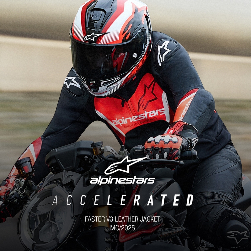 Alpinestars Faster 3 μαύρο-φλούο κόκκινο δερμάτινο μπουφάν μοτοσικλέτας