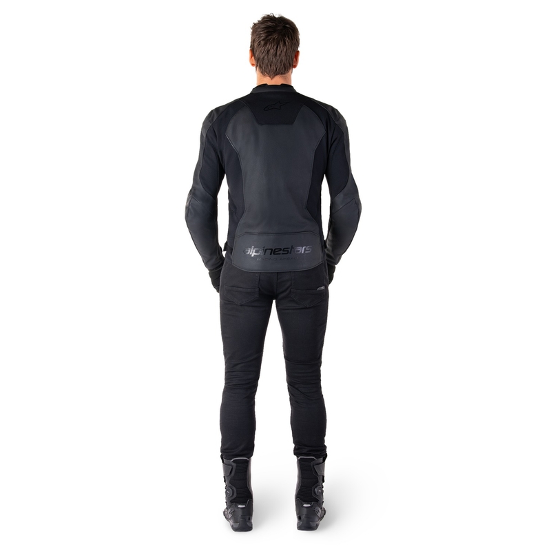 Alpinestars Faster 3 Μαύρο δερμάτινο μπουφάν μοτοσικλέτας