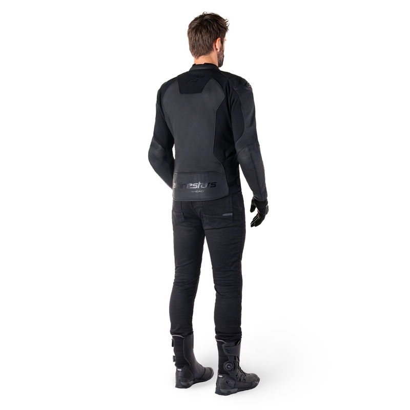 Alpinestars Faster 3 Μαύρο δερμάτινο μπουφάν μοτοσικλέτας
