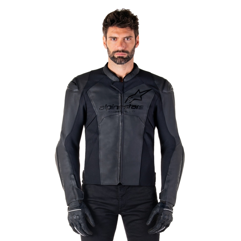 Alpinestars Faster 3 Μαύρο δερμάτινο μπουφάν μοτοσικλέτας