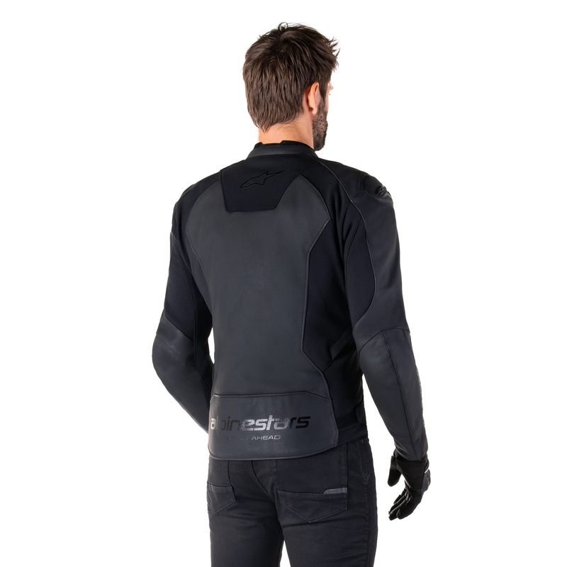 Alpinestars Faster 3 Μαύρο δερμάτινο μπουφάν μοτοσικλέτας