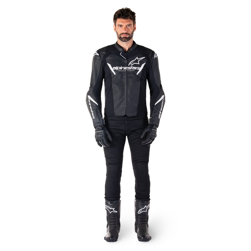 Alpinestars Faster 3 ασπρόμαυρο δερμάτινο μπουφάν μοτοσικλέτας