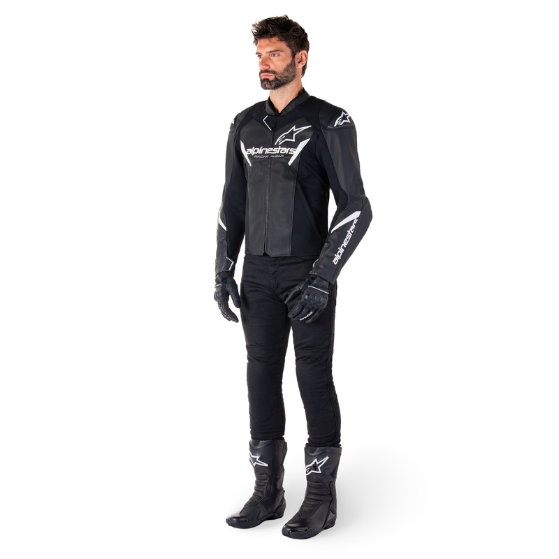 Alpinestars Faster 3 ασπρόμαυρο δερμάτινο μπουφάν μοτοσικλέτας