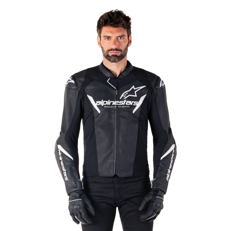 Alpinestars Faster 3 ασπρόμαυρο δερμάτινο μπουφάν μοτοσικλέτας