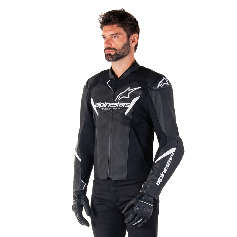 Alpinestars Faster 3 ασπρόμαυρο δερμάτινο μπουφάν μοτοσικλέτας