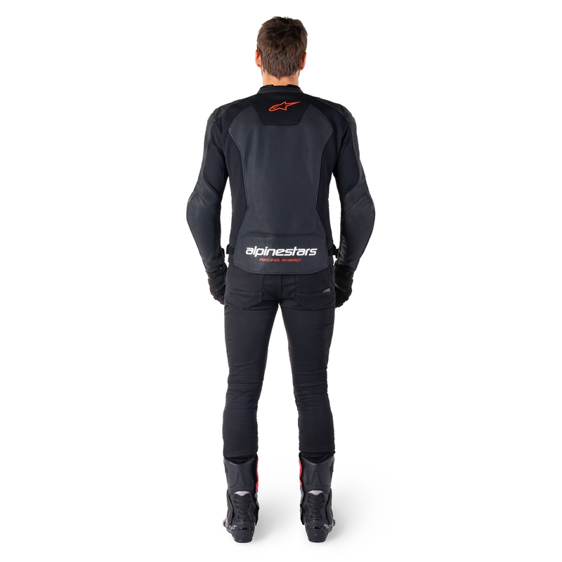 Alpinestars Faster 3 Airflow Black-Fluo Red Δερμάτινο μπουφάν μοτοσικλέτας