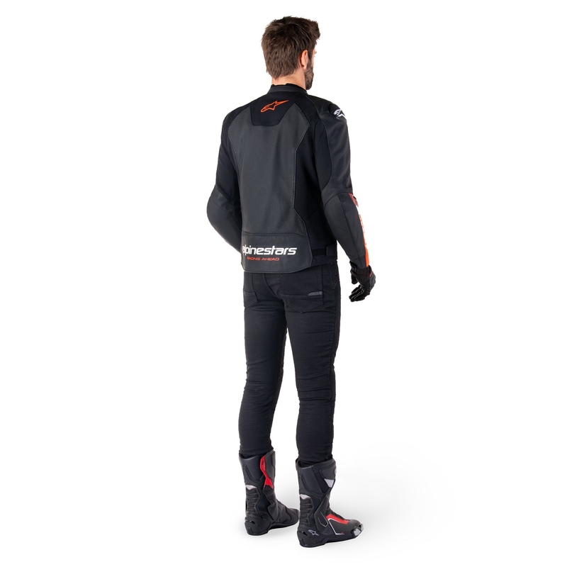 Alpinestars Faster 3 Airflow Black-Fluo Red Δερμάτινο μπουφάν μοτοσικλέτας