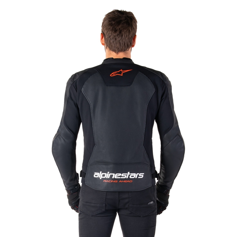 Alpinestars Faster 3 Airflow Black-Fluo Red Δερμάτινο μπουφάν μοτοσικλέτας