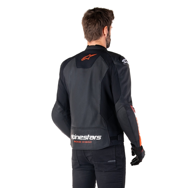 Alpinestars Faster 3 Airflow Black-Fluo Red Δερμάτινο μπουφάν μοτοσικλέτας