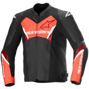 Alpinestars Faster 3 Airflow Black-Fluo Red Δερμάτινο μπουφάν μοτοσικλέτας