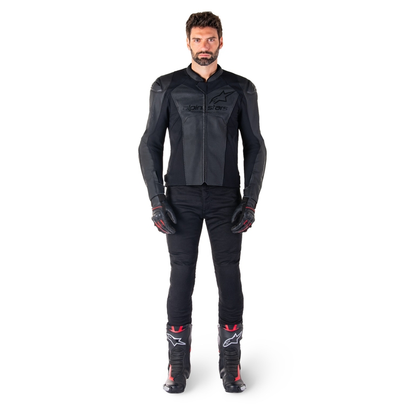 Alpinestars Faster 3 Airflow Μαύρο δερμάτινο μπουφάν μοτοσικλέτας