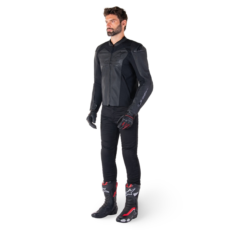 Alpinestars Faster 3 Airflow Μαύρο δερμάτινο μπουφάν μοτοσικλέτας