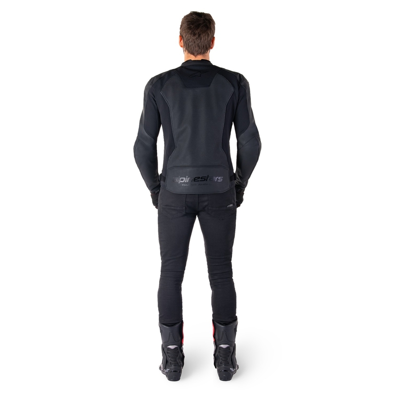 Alpinestars Faster 3 Airflow Μαύρο δερμάτινο μπουφάν μοτοσικλέτας