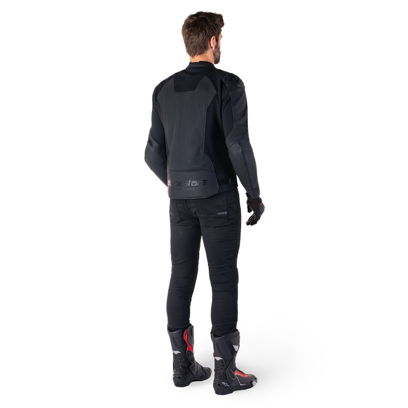 Alpinestars Faster 3 Airflow Μαύρο δερμάτινο μπουφάν μοτοσικλέτας