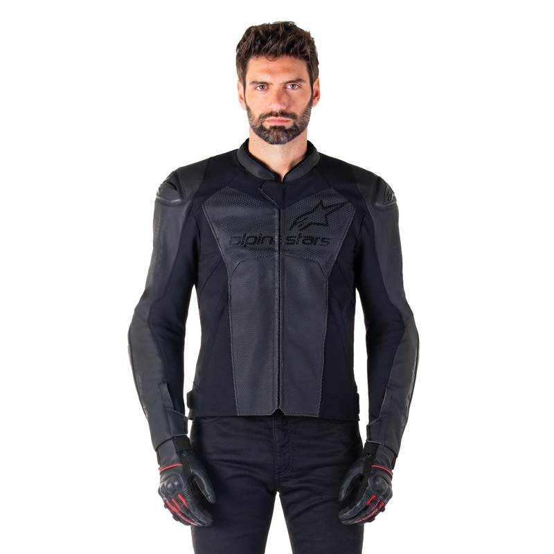 Alpinestars Faster 3 Airflow Μαύρο δερμάτινο μπουφάν μοτοσικλέτας