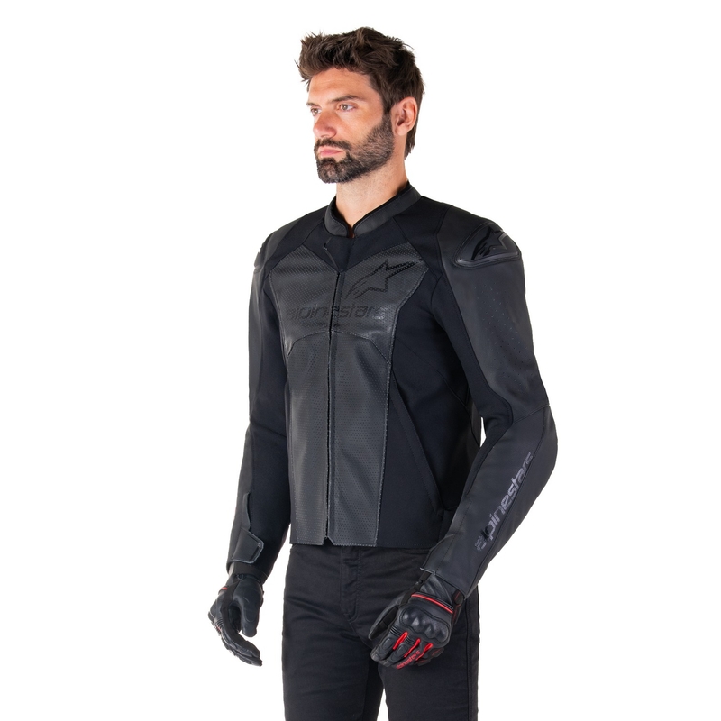 Alpinestars Faster 3 Airflow Μαύρο δερμάτινο μπουφάν μοτοσικλέτας