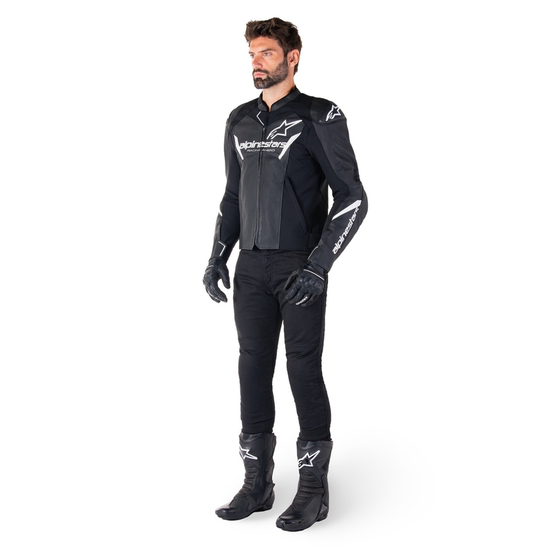 Alpinestars Faster 3 Airflow Μαύρο και λευκό δερμάτινο μπουφάν μοτοσικλέτας