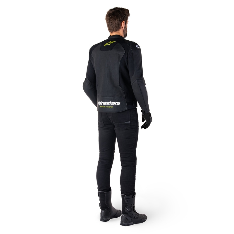 Alpinestars Faster 3 Airflow Black-White-Fluo Yellow Δερμάτινο μπουφάν μοτοσικλέτας