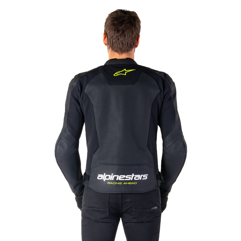 Alpinestars Faster 3 Airflow Black-White-Fluo Yellow Δερμάτινο μπουφάν μοτοσικλέτας