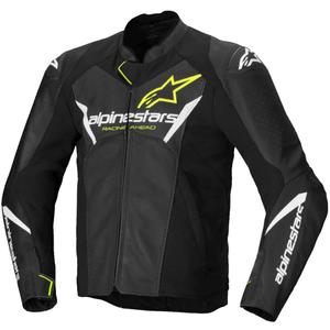 Alpinestars Faster 3 Airflow Black-White-Fluo Yellow Δερμάτινο μπουφάν μοτοσικλέτας