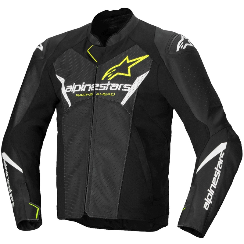 Alpinestars Faster 3 Airflow Black-White-Fluo Yellow Δερμάτινο μπουφάν μοτοσικλέτας