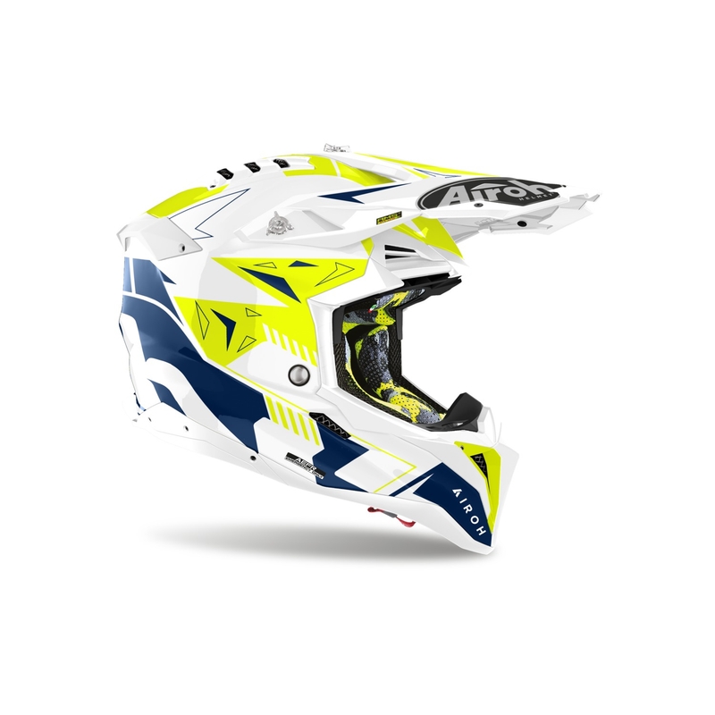 Κράνος Motocross Airoh Aviator 3 Spin κίτρινο-μπλε