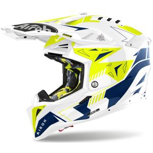 Κράνος Motocross Airoh Aviator 3 Spin κίτρινο-μπλε