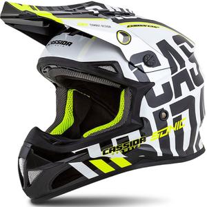 Cassida Cross Cup Sonic Motocross κράνος μαύρο-λευκό-κίτρινο φλούο