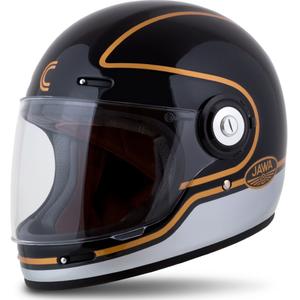 Ενσωματωμένο κράνος μοτοσικλέτας Cassida Fibre Jawa Sport μαύρο-ασημί-χρυσό