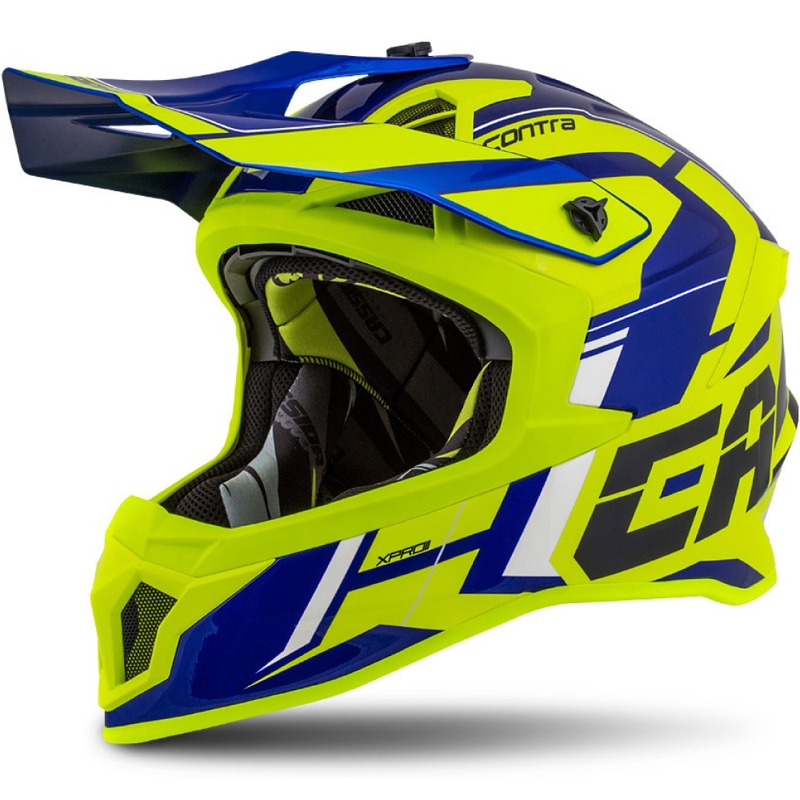 Κράνος Motocross Cassida Cross Pro II Contra fluo κίτρινο-μπλε-λευκό