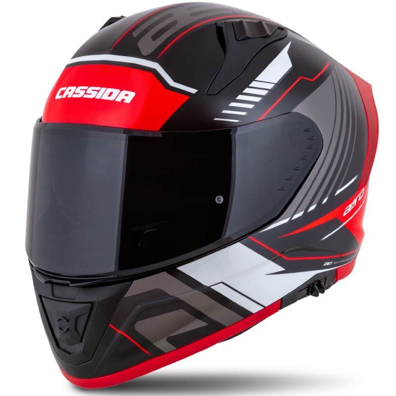 Cassida Aero Drome μαύρο-κόκκινο-λευκό-γκρι ενσωματωμένο κράνος μοτοσικλέτας