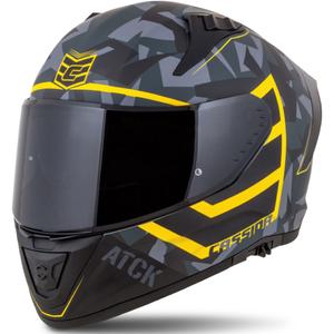Ενσωματωμένο κράνος μοτοσικλέτας Cassida Aero camo γκρι-μαύρο-φλούο κίτρινο