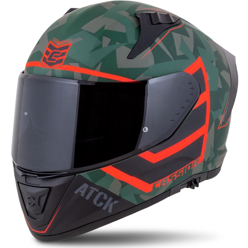 Cassida Aero ATCK camo πράσινο-μαύρο-γκρι-πορτοκαλί ολοκληρωμένο κράνος μοτοσικλέτας