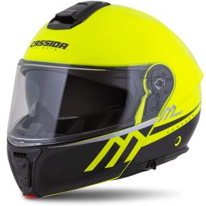 Cassida Modulo 2.1 Compass fluo κίτρινο-μαύρο-ασημί-κόκκινο κράνος μοτοσικλέτας με αναδιπλούμενη οροφή