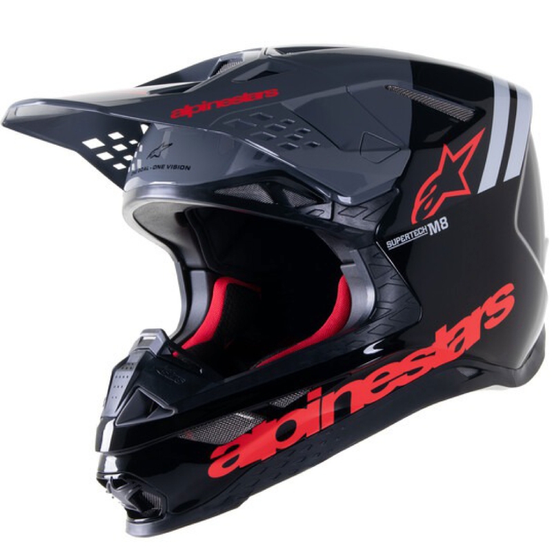 Alpinestars Supertech S-M8 Radium 2 κράνος motocross μαύρο-γκρι-κόκκινο
