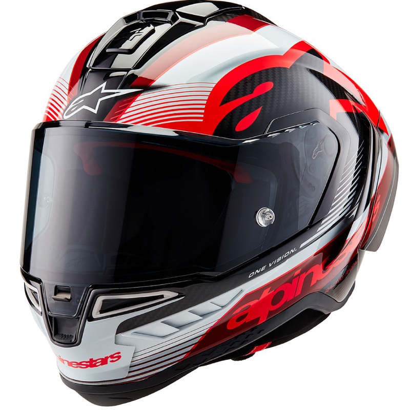 Alpinestars Supertech R-10 Team carbon κόκκινο και λευκό κράνος μοτοσικλέτας